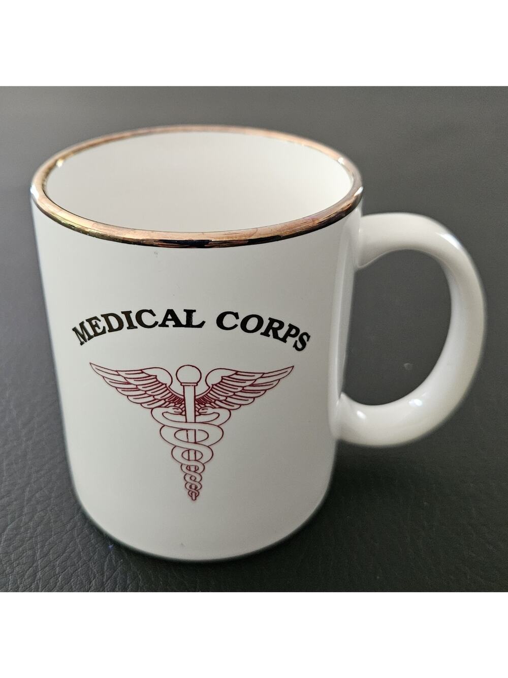 Vintage US Medical Corps Coffee Cup Mug Gold Trim "Headwind" Diner Style